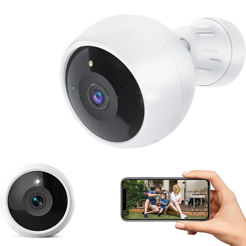 2K Cordless Outdoor Security Camera - Wi-Fi Home Monitoring Camera with Motion Sensor, Night Vision, 2-Way Audio, Rechargeable Lights, Local Micro SD/Cloud Storage