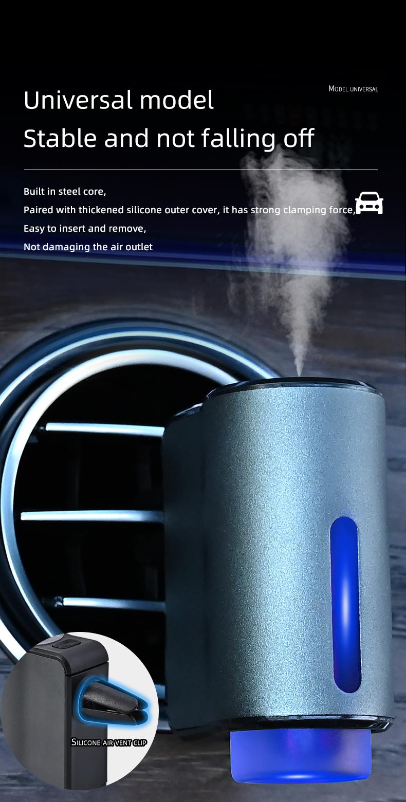 Car Air Freshener viral smart car scents Vent Clip Diffuser w/ RGB Light | AI Auto Start Stop Sensor | USB Rechargeable Essential Oil Nano Mist Odor Eliminator | 3 Modes Baby Safe Perfume | Metal Aesthetic Auto Interior Accessories Gift Set