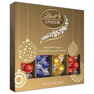 Lindt LINDOR Holiday Assorted Chocolate Candy Truffles Wrapped Gift Box, Assorted Chocolate Candy with Smooth, Melting Truffle Center, 10.1 oz.