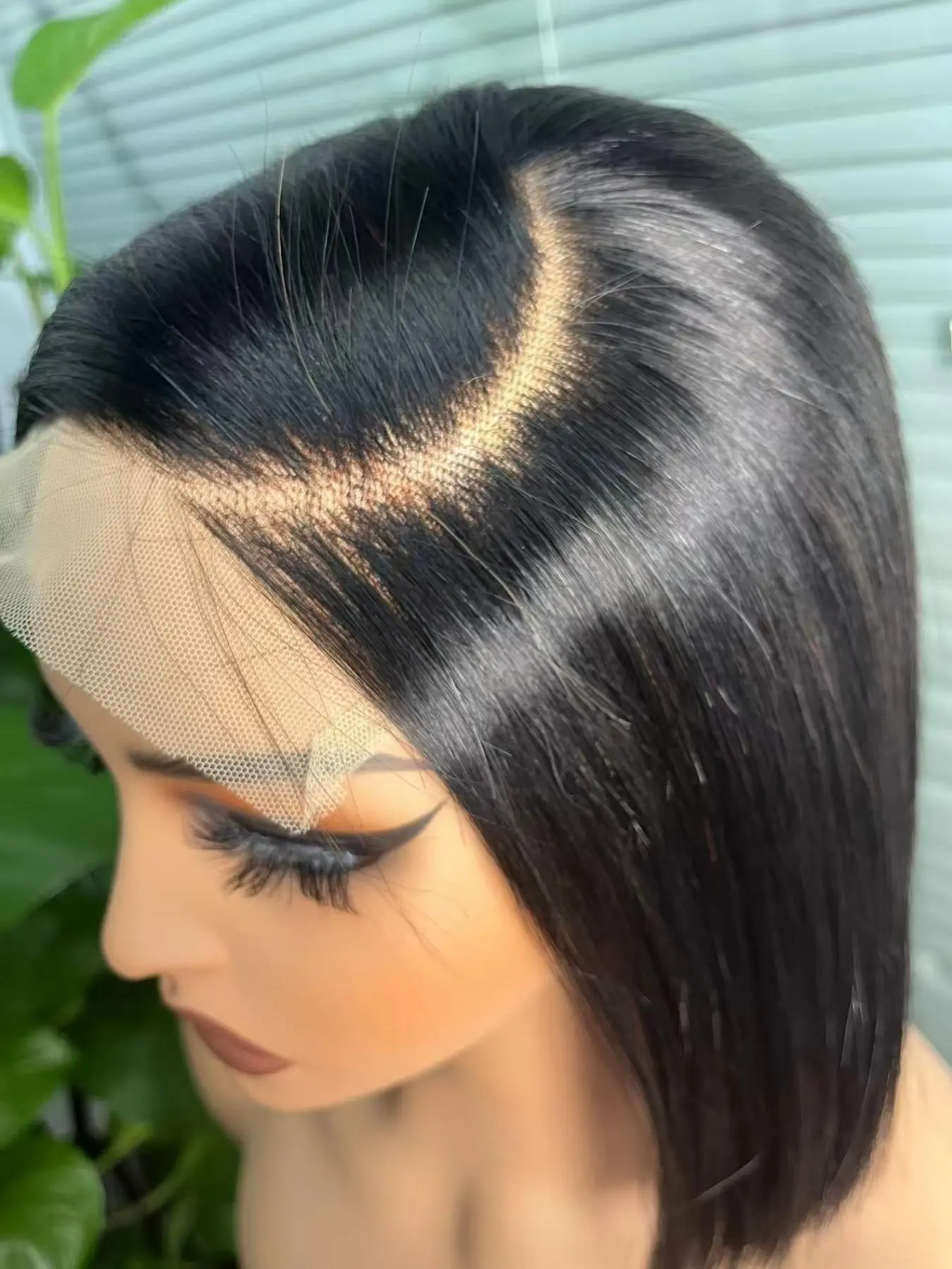 C-Type Side Part Straight Hair Wig, 5x5 Glueless Lace Bleached Knots Bob Wig, Natural Color, 100% Human Hair, Virgin Unprocessed Hair Wig