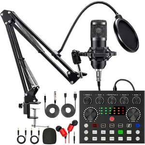 Podcast Equipment Bundle Home Studio Recording Kit Music Mixer Headphones Bm-800