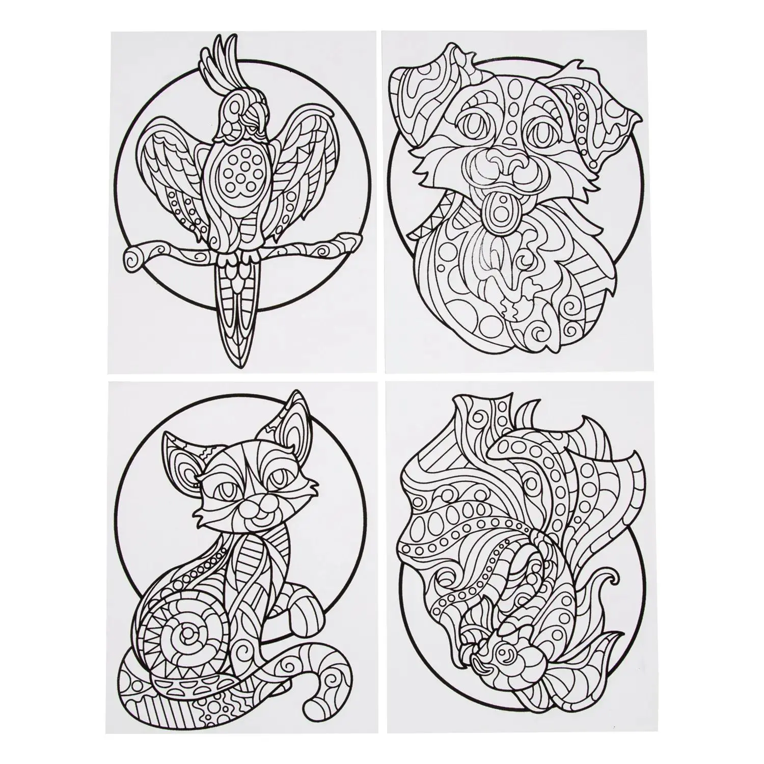 Color Your Own Fuzzy Mandala Animals Posters - 24 Pc. Color Your Own Fuzzy Mandala Animals Posters - 24 Pc.