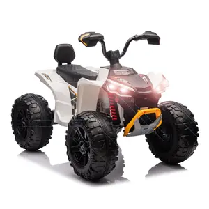 24V Kids Electric ATV 4-Wheeler (2-Seater) - 800W Dual Motor Ride-On with Bluetooth, MP3/USB, Spring Suspension & Safety Knee Pads - 7Ah Battery,White