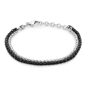 Mens Bracelet - Stainless Steel for Men, Non Tarnish Rope Chain Bracelet, Stylish Birthday  for Boys, Bracelets for Dad, Son, Boyfriend -  & Black 8"