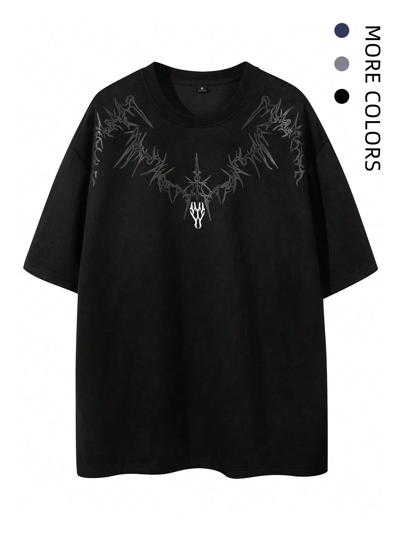 Men's Summer Fashion Embroidered Suede Round Neck Short Sleeve T-Shirt, Streetwear Classic Embroidery Stylish and Comfortable, Perfect for Casual Wear, Menswear