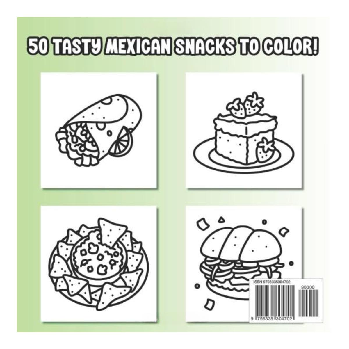 Mexican Foods Coloring Book 50 Bold Easy Designs Thick Lines - Paperback