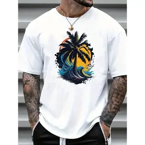 Men's Labubu Tropical Short-Sleeve Round Neck Streetwear T-Shirt