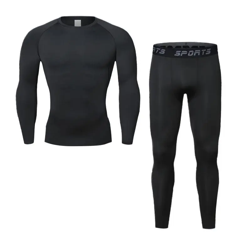 Men's 2-Piece Windproof Fleece-Lined Thermal Underwear Set - 95% Polyester 5% Spandex, Quick-Drying Skin-Tight Base Layer, 4-Way Elastic Compression, Moisture-Wicking, Flexible, for Hunting, Outdoor Sports, Any Occasion, Size M, Him