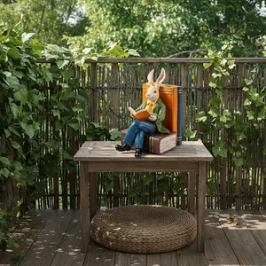 Outdoor Courtyard Easter Reading Rabbit Figurine, Balcony Decoration Garden Ornament, Festive Resin Craft, Spring Home Decor