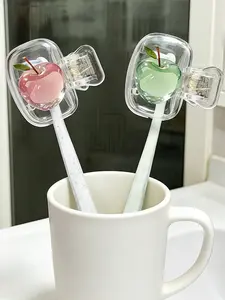 Apple & Apple Pattern Portable Toothbrush Head Cover, Toothbrush Storage Holder, Storage Box, Brush Protector Rack, Essential Bathroom Accessories