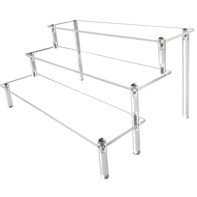 Acrylic Riser,Clear Display Risers Stand Perfume Organizer Cologne Acrylic Shelves 3 Tiered Cupcake Shelf for Amiibo Funko POP Figures Food Desserts Holder Collection Cosmetic Vendor Product
