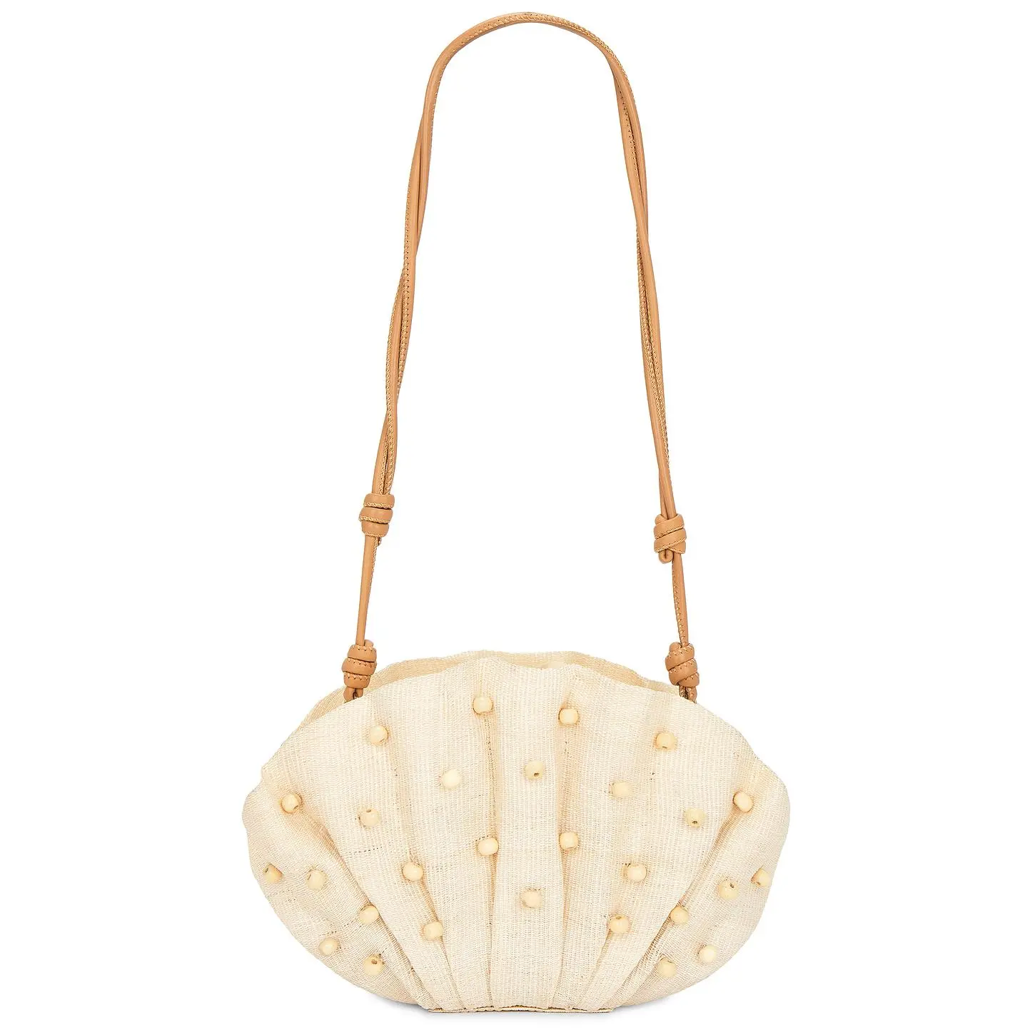 Poolside The Origami Beaded Scallop Clutch in Natural