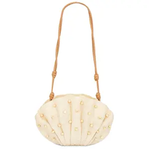 Poolside The Origami Beaded Scallop Clutch in Natural