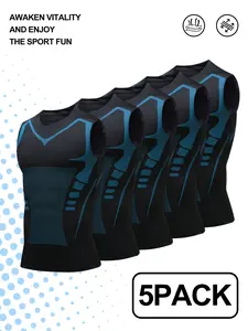 Men's 5-Pack Compression Sleeveless Shirts – Quick Dry Stretchy Workout Tank Tops with Stylish Pattern for Gym & Athletic Training