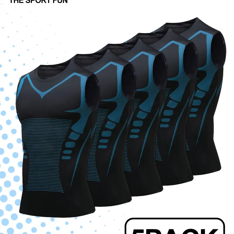 Men's 5-Pack Cool Breathable Sleeveless Quick-Dry Tank Tops – Stretchy Slim-Fit Printed Athletic Workout Training Tees