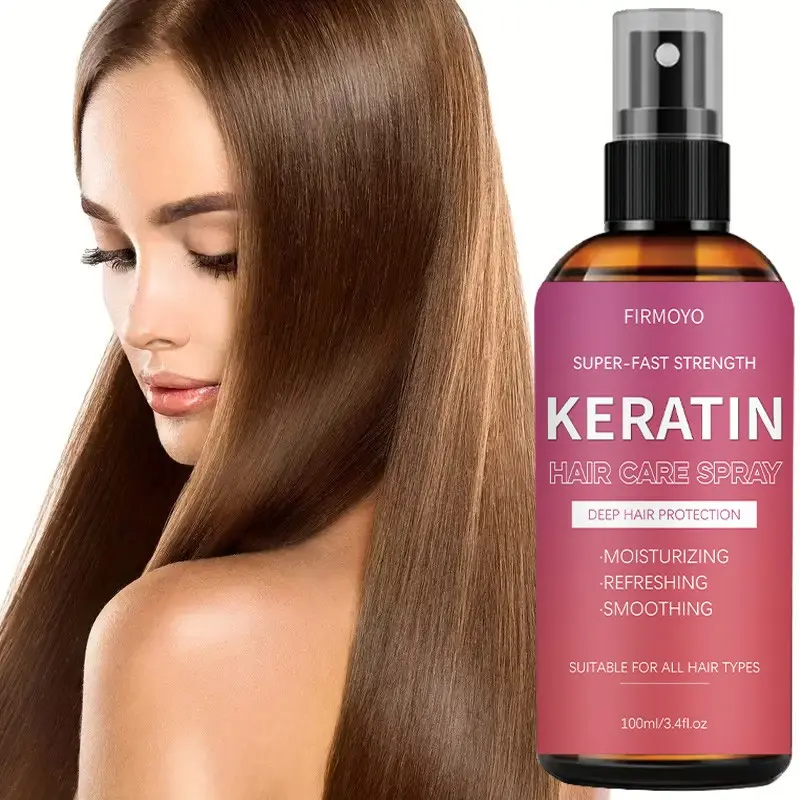 Keratin Hair Care Spray Helps retain moisture, enhance elasticity, and shield hair from the drying effects of heat styling tools, including split ends and dry scalp. 3.38 fl oz