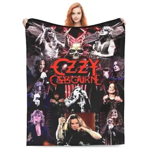 A Blanket with Ozzy Osbourn Singer Theme Pattern Print, Soft, Warm and Durable, Perfect for Home or Music Festival Party Essentials, Gifts for Fans Birthday Gift