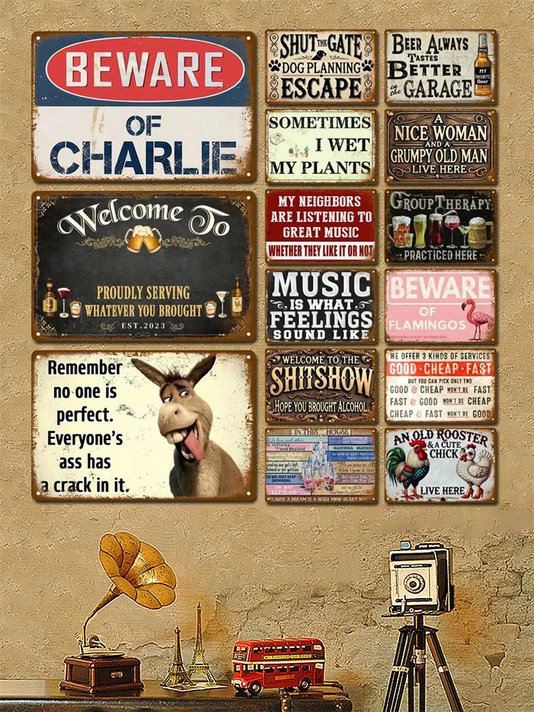 8x12inch Vintage Metal Plate Tin Sign Plates Bar Retro Metal Sign Wall Art Mural Aesthetic Room Home Decor Items Poster Garage Decoration