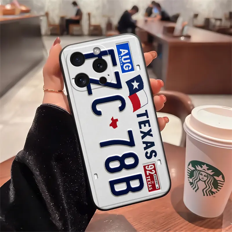 Retro Vintage License Plate TPU Smartphone Casing for iPhone 17/16/15 Pro Max 17/16/15 Plate TPU Non-Slip Handheld Protection Shockproof
