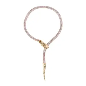 OIDEA Women's Snake Choker Necklace - Adjustable Snake Head Clasp Chain, Sparkling Zircon Costume Jewelry, Shiny 3D Animal Figure Bedazzled Necklaces for Female Daily Wear, Shiny Sparkling Necklaces, Snake Shaped Necklaces,summerwins