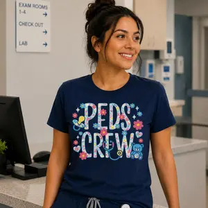 Pediatric Crew Shirt | Floral Peds Team Tee | Pediatric Office Graphic Shirt