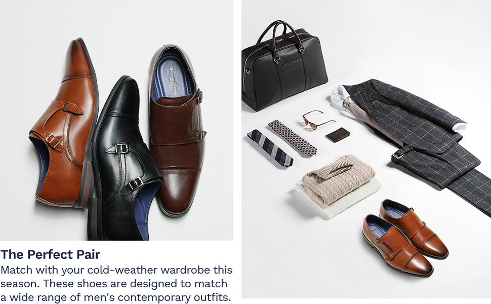 Bruno Marc [HUTCHINGSON_2] Men's Sleek Modern Monk Strap Oxfords Walking Shoes Footwear men's shoes