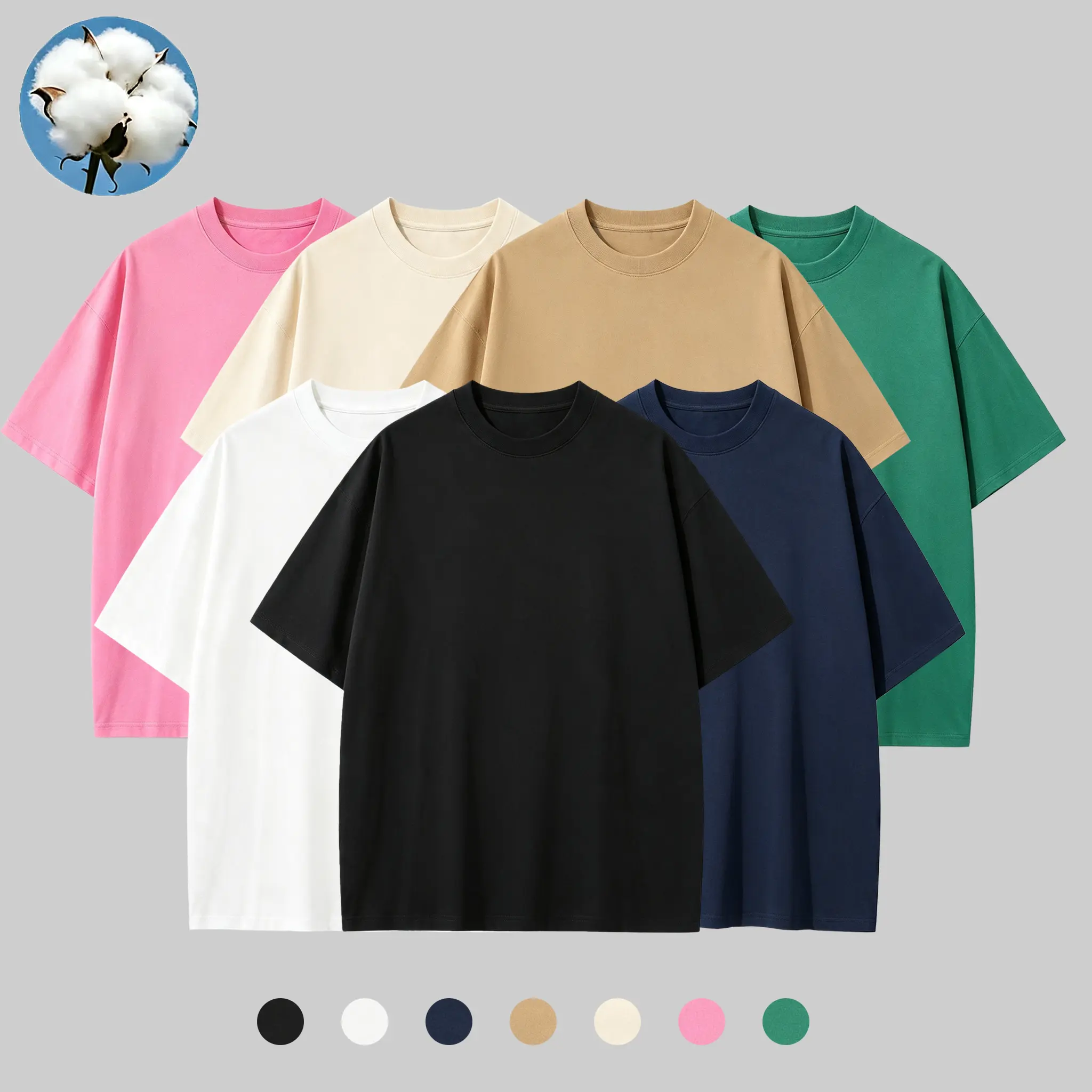 Men’s solid-color washed distressed short-sleeve cotton T-shirt, casual and versatile for spring/summer