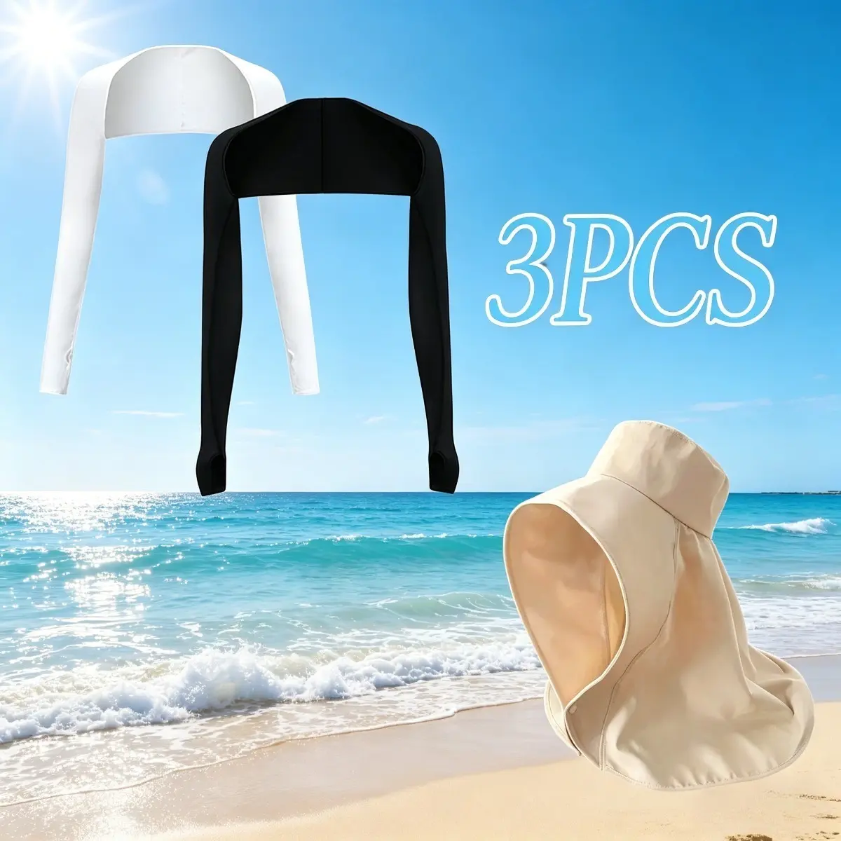 3PCS Sun Protection Set with 2 Long Sleeve Shrugs and Wide Brim Hat Full Coverage Sun Protective Clothing for Women Ideal for Beach Hiking Fishing and Outdoor Activities