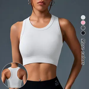 TCVC Women's Breathable Comfortable Sleeveless Sports Vest, Moisture-Wicking Training Top, Sporty Fitted Plain Color Shirt for Spring & Summer, Sleeveless Gym Tops