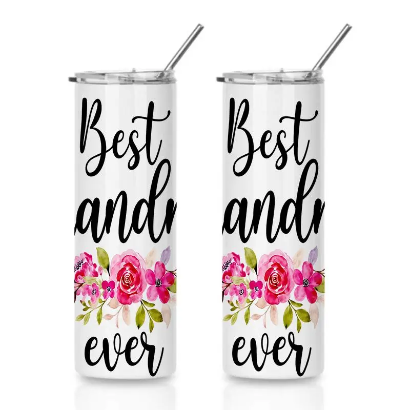 20oz Best Grandma Ever Floral Stainless Steel Tumbler， Tumbler with Lid Vacuum Insulated Travel Mug， Coffee Cups With Lids， Perfect Gifts For Birthday Holidays Gifts For Women