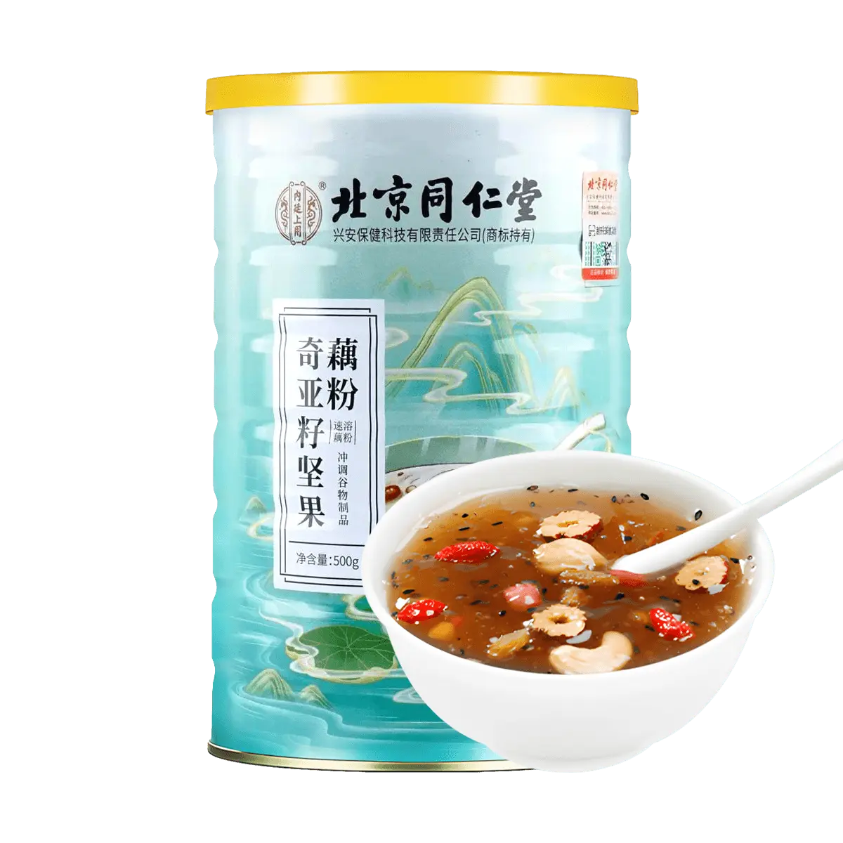 Beijing Tong Ren Tang Chia Seed Nut Lotus Root Powder - Intestinal Health, Immunity Boost, Nutritious Breakfast 500g
