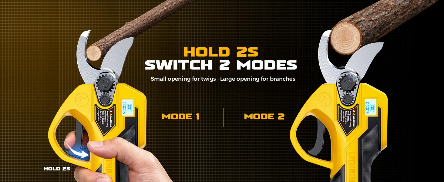Brushless Electric Pruning Shears Compatible with DeWalt 20V Battery【Battery NOT Included】, Cordless Tree Trimmer with 30mm Max Cutting Opening, 2-Speed Adjustable, LCD Display Battery Level & Mode, SK5 Steel Blade for Garden Orchard