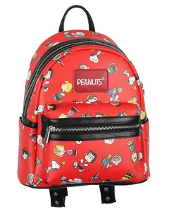 Peanuts Snoopy Charlie Brown Linus Lucy Sally Marcie Toss Print Mini Backpack 10"