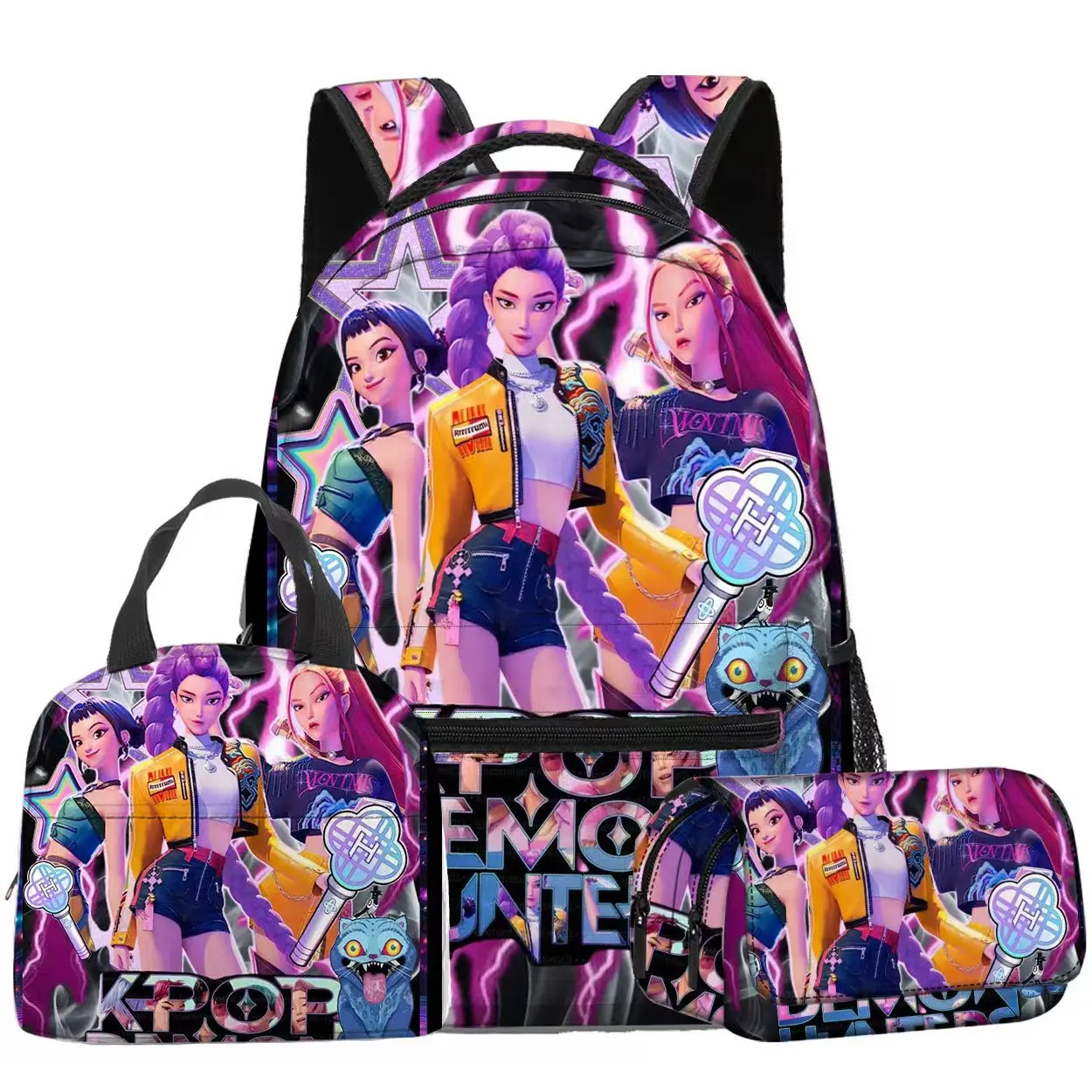 Girl Group 3D Anime-Style 3-Piece School Bag Set (Backpack, Lunch Bag, Pencil Case) – Suitable for School, Outdoors, and Picnics