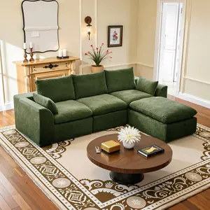 108"Cloud Couches for Living Room, Boneless Couch L-Shape Comfy Sofa Modern Modular Sectional Sofa with Ottoman, Compressed Sofa, Cloud-Like Comfort, Flexible Modular, No Assembly Needed