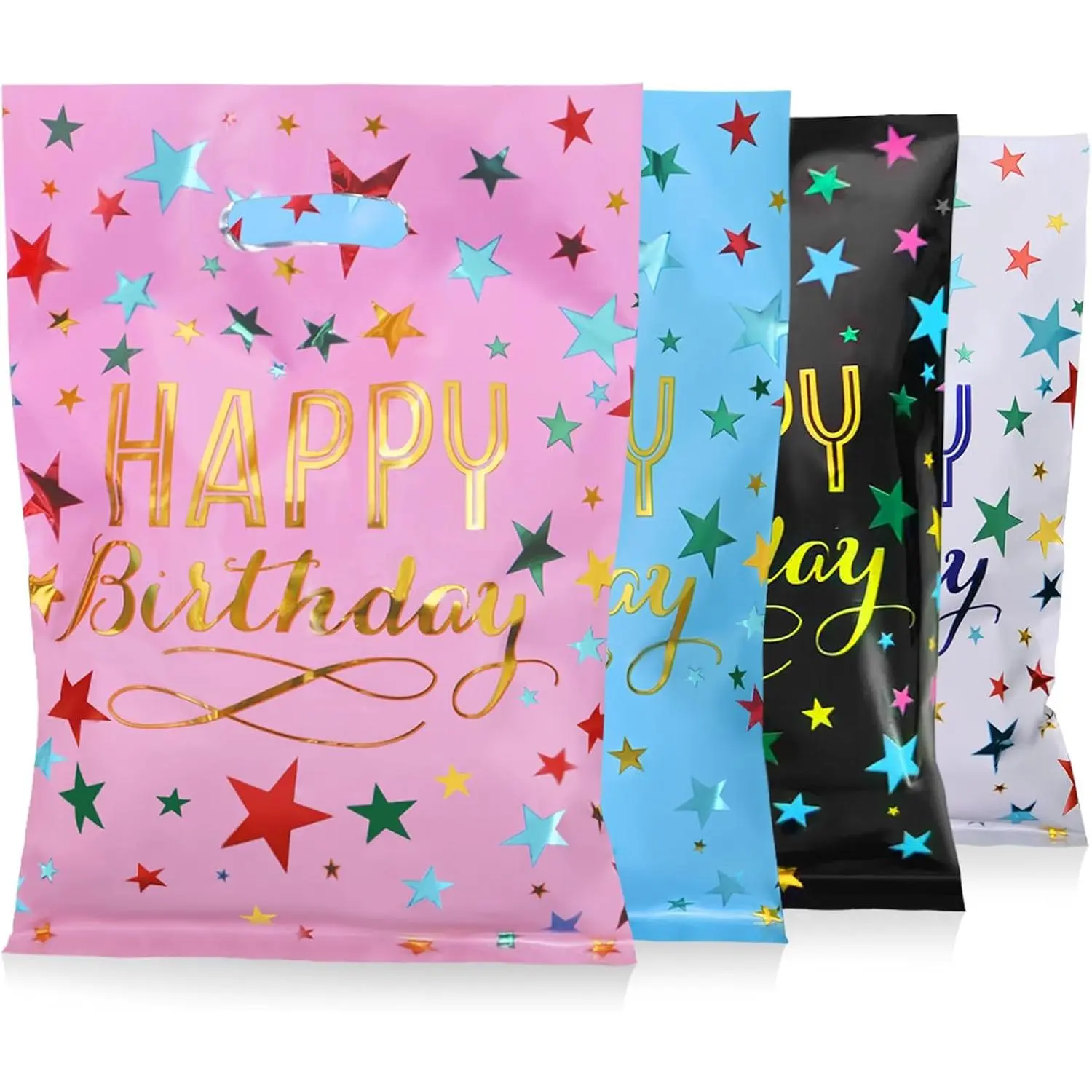 40 count Party Favor Bags for  Birthday Goodies Bags, Plastic  Bags for  Girls Boys Candy Birthday Party Favor  Wraps (40pcs   4colors)