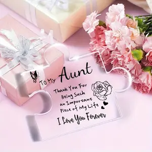 Aunt gifts, nephews and nieces gifts for aunts, engraved acrylic puzzle-shaped plaques, fun birthday Christmas gifts for aunts