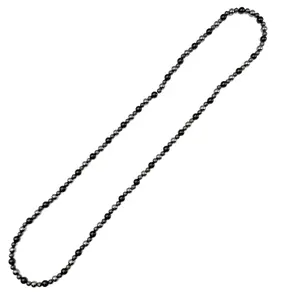 Black Onyx, Bronzite, Hematite Beaded Stretch Necklace – 6mm, 4mm | Made to Order, No Clasp