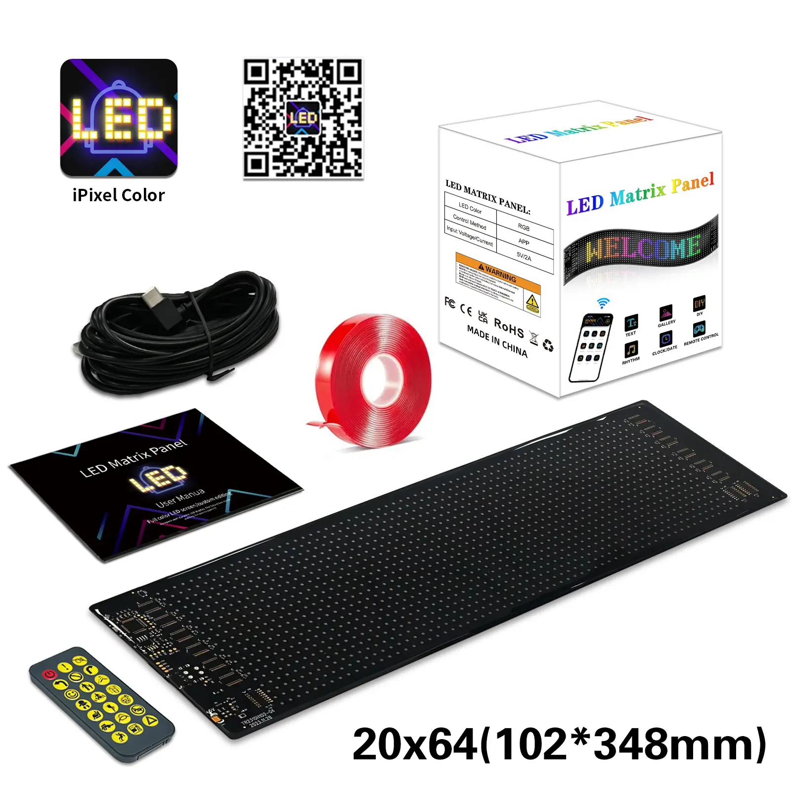 20*64 LEDs-13.7''x4.2''
