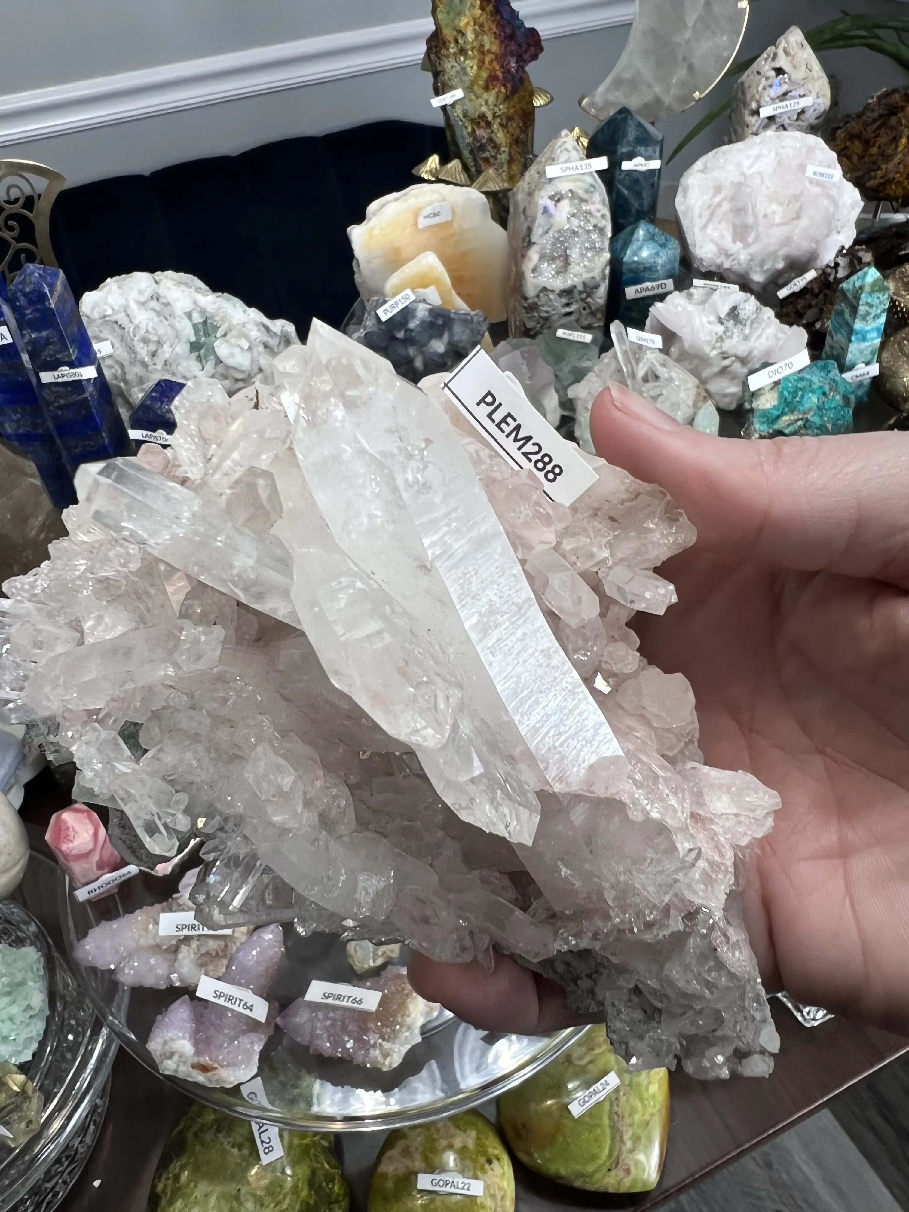 Pink Lemurian Quartz Crystal Cluster - Colombia