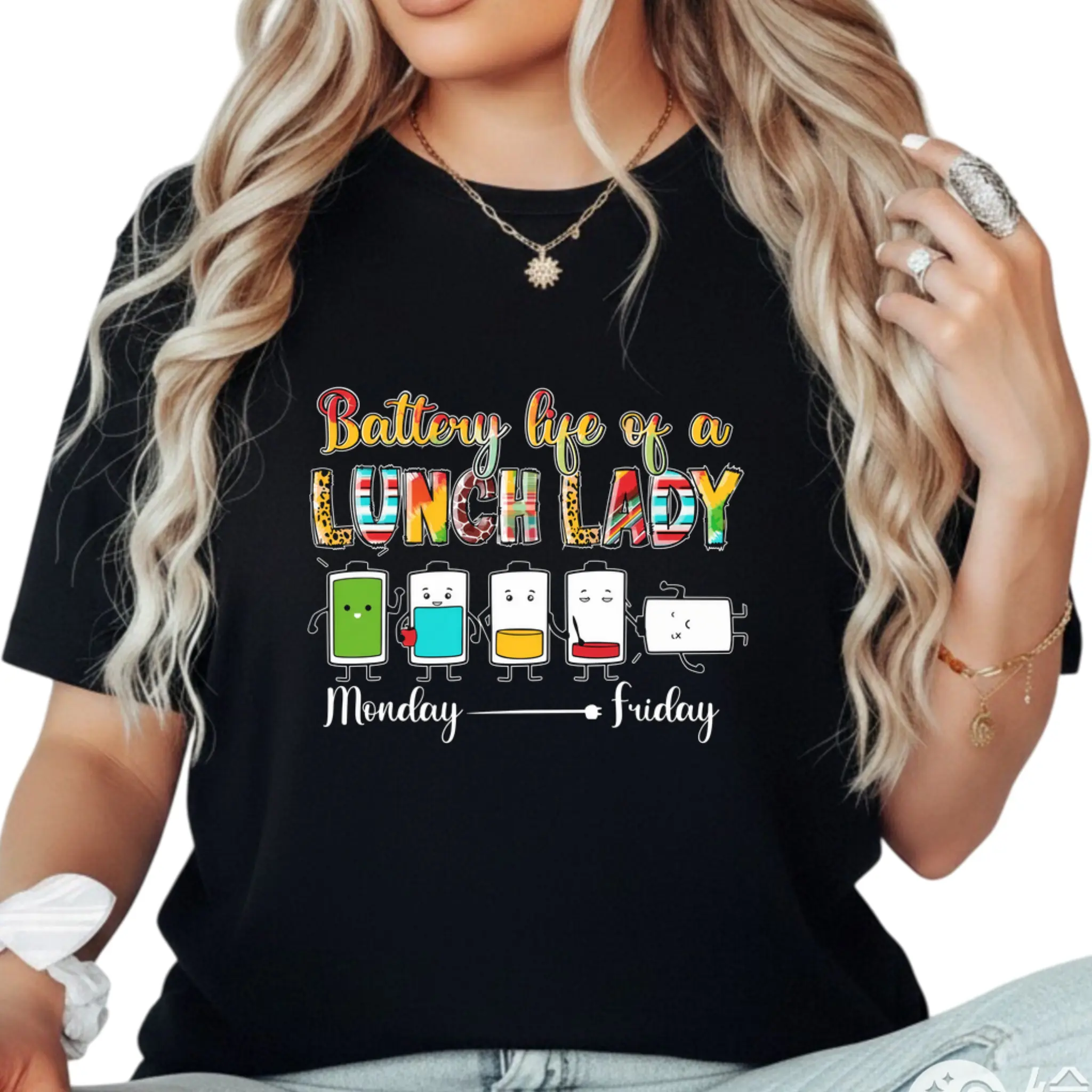 Battery Life Of A Lunch Lady Cotton T-shirt Funny Lunch Lady T-shirt Food Services Worker Tee Cafeteria Squad Tee Lunch Ladies Gift T-shirt School Cook T-shirt