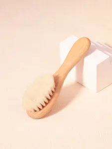 1pc Small Size Soft Pure Wool Newborn Hair Brush, With Handle, Wooden Handle Hair Salon Home Use, For Cleaning Neck And Combing Stray Hair
