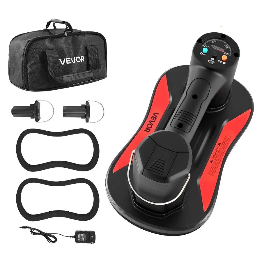 【Summerfinds】8-inch Cordless Airtight Seal Electric Vacuum Glass Lifter, Digital Readout for Suction Power & Battery Level, 440 lbs Max Load Heavy Lift Tool for Drywall, Lifting Tile, Paver (1-Pack), Wood