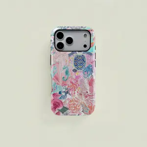 This marine-themed turtle and jellyfish dual-layer protective case is a durable 2-in-1 device suitable for iPhone 17/16/15/14/13/12/11 Pro Max/Plus/Pro and Samsung Galaxy S25/S24/S23 Ultra series. It features a simple and stylish design.