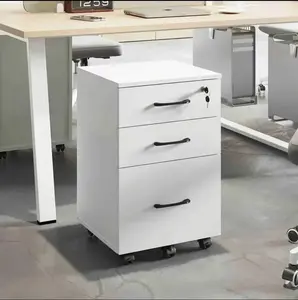 File Cabinet with Lock,3 Drawer Wood Rolling Filing Cabinets Under Desk for Home Office, Office Storage Cabinet fits Letter/A4 Size,Mobile Filing Cabinet Printer Stand