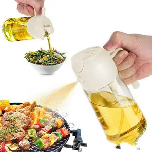 2 in 1 Oil Dispenser & Sprayer Bottle, Plastic & Glass, Easy to Use, Dual-Function, 470ml Capacity - Kitchen Gifts