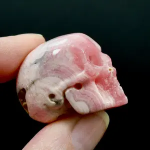 1.2in 35g Genuine Rhodochrosite Carved Crystal Skull, Argentina