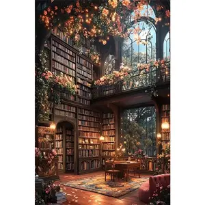 1PCS Enchanted Garden Library Diamond Painting Kits for Adults DIY Full Drill Crystal Embroidery Art Craf