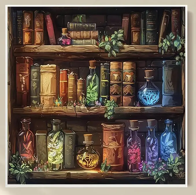 Bookshelf 5D Diamond Painting Art Kits for Beginner DIY Full Drill Diamond Dots Crystal Craft Kits for Home Wall Decor Gifts