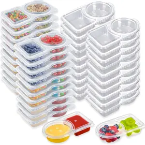 Reusable Snack Containers with Lids: Snack Containers 40Pcs - Snackle Box Container Portion Control - Snack Pack Containers - Double Compartment Snack Containers for On the Go - Travel Essentials
